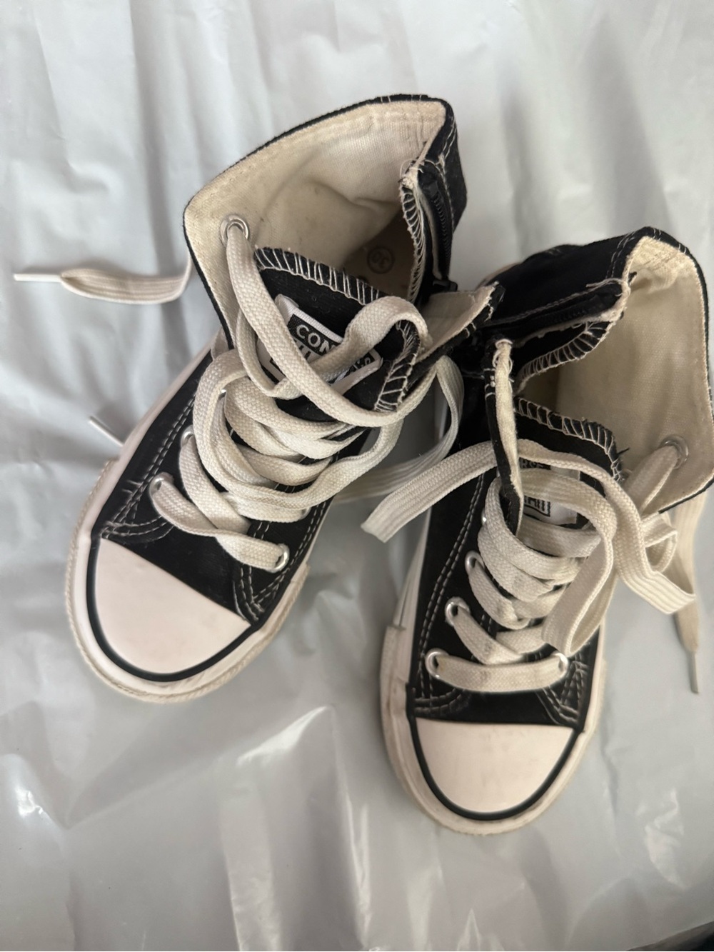 Converse Kids Black and White High-Top Canvas Sneakers